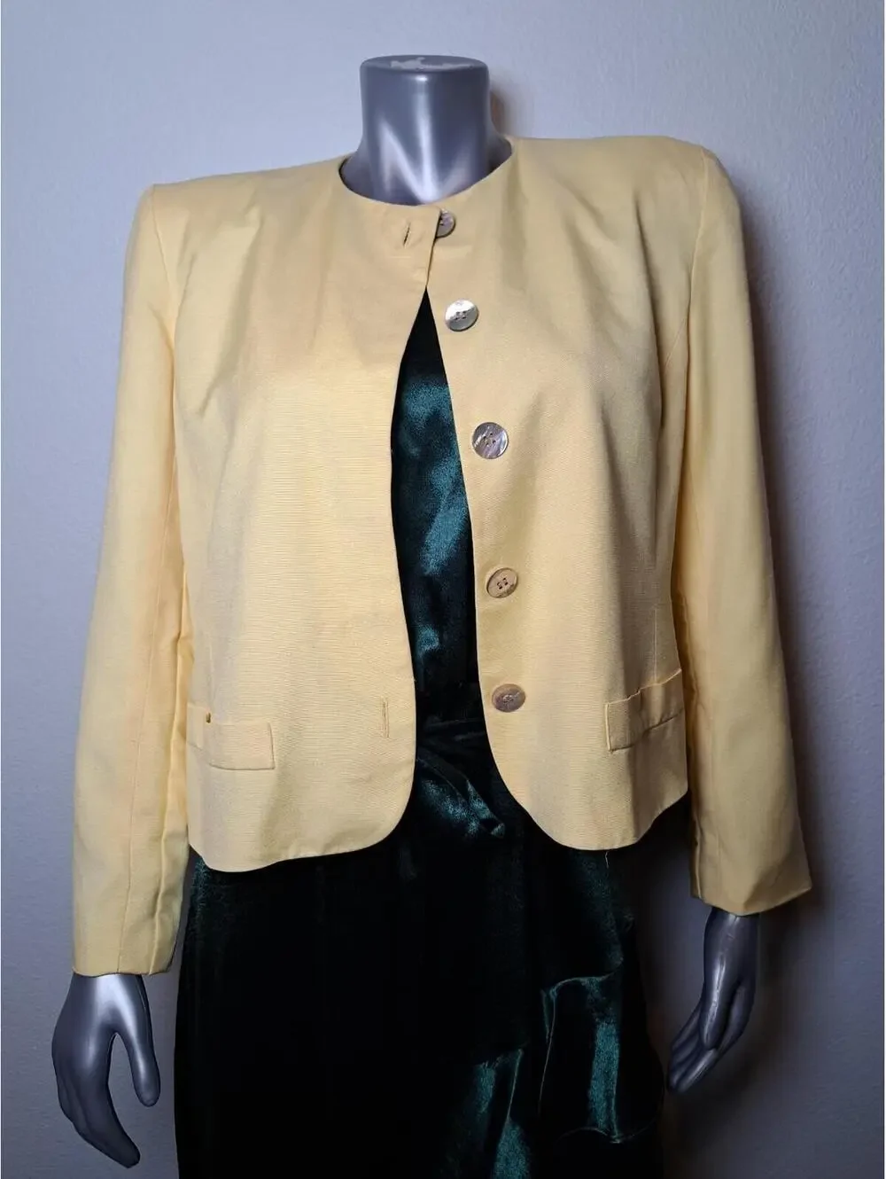 Vintage Yellow Christian Dior Suit Blazer SIZE M Designer Tailored Suit